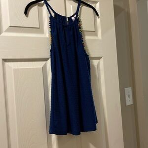 Navy blue Pom tank top